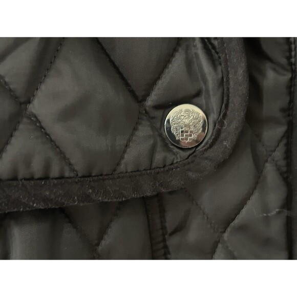 Vince Camuto Size Small Black Quilted Field Jacket Full Zip Elbow Patches - Picture 10 of 13